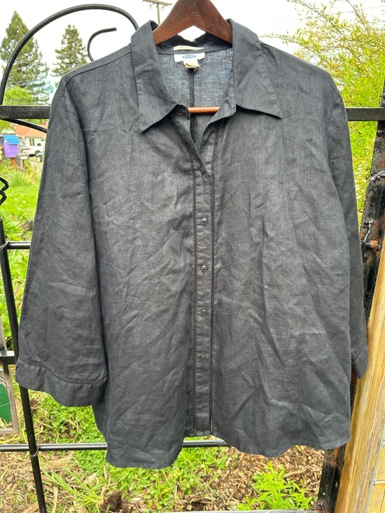 Old Navy Tops - Old Navy black linen long sleeve shirt size XXL